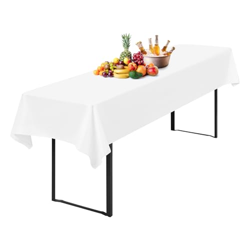1 Stück Tischdecke Bierzeltgarnitur 100 x 250cm Biertisch Tischdecke wasserdichte Polyester Bierbank Tischdecken für 50 und 70cm Biertische, Rechteckige Tischdecken für Hochzeitsfeiern(Weiß) von Lumaycens