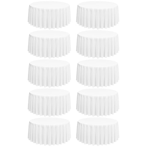 10 Packung weiße runde Tischdecken, 305 cm, runde Tischdecke, waschbar und wiederverwendbar, Flecken und knitterfrei, Polyesterstoff für Hochzeit, Party, Bankett, Camping, Restaurant Dekoration 10 Packung weiße runde Tischdecken, 305 cm, runde Tischdecke, waschbar und wiederverwendbar, Flecken und knitterfrei, Polyesterstoff für Hochzeit, Party, Bankett, Camping, Restaurant Dekoration von Lumaycens