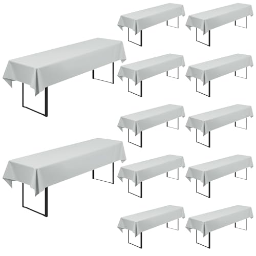 12 Stück Biertisch Tischdecke Universal für 50cm u.70cm Biertische Hussen für Biertisch Biertischhussen Blickdichte Biertisch-Husse Bierzeltgarnitur Waschbar Biertischdecke 100x250cm(Hellgrau) von Lumaycens