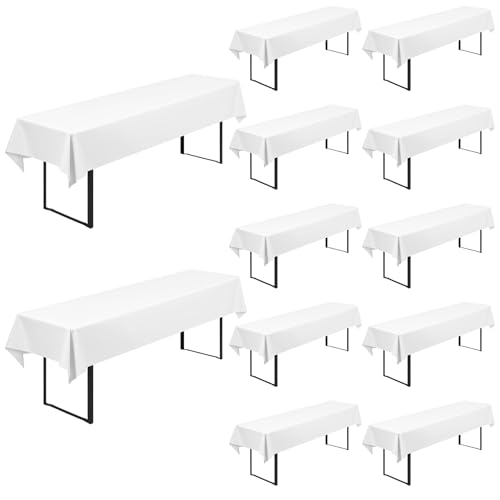 12 Stück Biertisch Tischdecke Universal für 50cm u.70cm Biertische Hussen für Biertisch Biertischhussen Blickdichte Biertisch-Husse Bierzeltgarnitur Waschbar Biertischdecke 100x250cm(Weiß) von Lumaycens