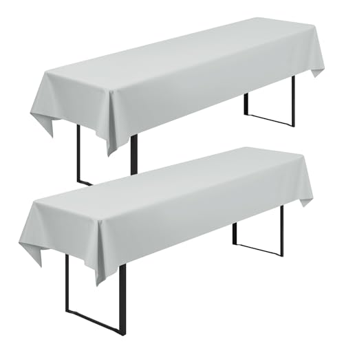 2 Stück Biertisch Tischdecke Universal für 50cm u.70cm Biertische Hussen für Biertisch Biertischhussen Blickdichte Biertisch-Husse Bierzeltgarnitur Waschbar Biertischdecke 100x250cm(Hellgrau) von Lumaycens