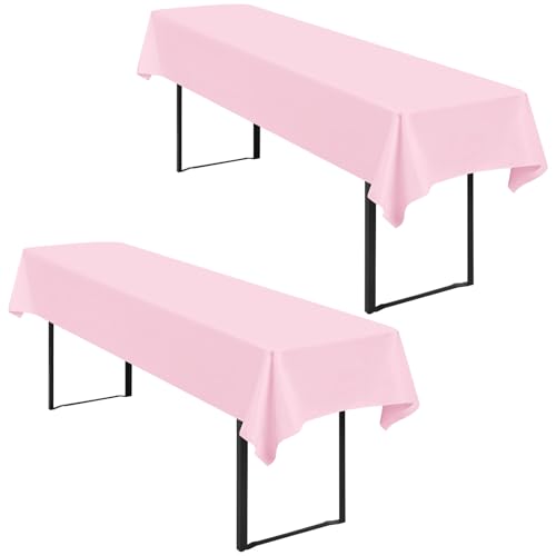 2 Stück Tischdecke Bierzeltgarnitur 100 x 250cm Biertisch Tischdecke wasserdichte Polyester Tischdecke Rosa Biertischdecke für 50 und 70cm Biertische, Rechteckige Tischdecken für Hochzeitsfeiern von Lumaycens