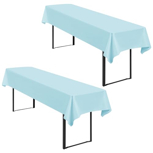 2 Stück Tischdecke Bierzeltgarnitur 100 x 250cm Biertisch Tischdecke wasserdichte Polyester Tischdecken Hellblau Biertischdecke für 50 und 70cm Biertische, Rechteckige Tischdecken für Hochzeitsfeiern von Lumaycens