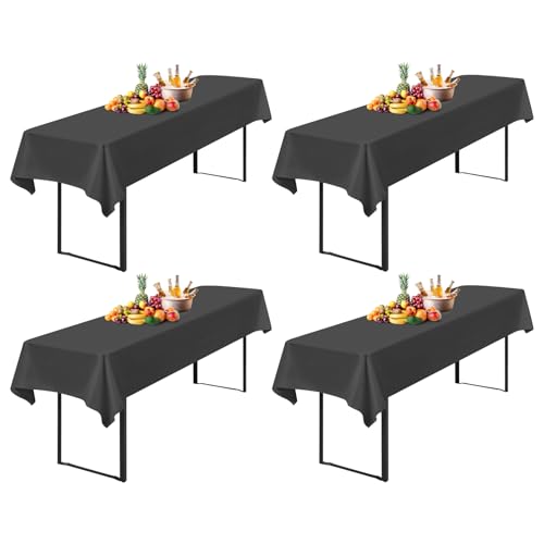 4 Stück Tischdecke Bierzeltgarnitur 100 x 250cm Biertisch Tischdecke wasserdichte Polyester Bierbank Tischdecken für 50 und 70cm Biertische, Rechteckige Tischdecken für Hochzeitsfeiern(Dunkelgrau) von Lumaycens