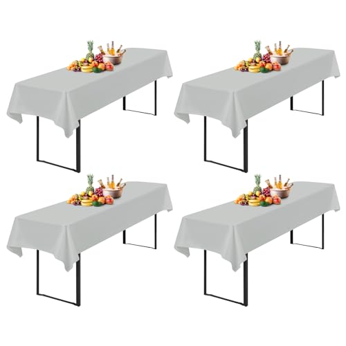 4 Stück Tischdecke Bierzeltgarnitur 100 x 250cm Biertisch Tischdecke wasserdichte Polyester Bierbank Tischdecken für 50 und 70cm Biertische, Rechteckige Tischdecken für Hochzeitsfeiern(Grau) von Lumaycens
