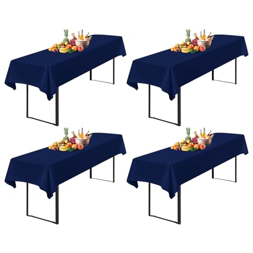4 Stück Tischdecke Bierzeltgarnitur 100 x 250cm Biertisch Tischdecke wasserdichte Polyester Bierbank Tischdecken für 50 und 70cm Biertische, Rechteckige Tischdecken für Hochzeitsfeiern(Marineblau) von Lumaycens