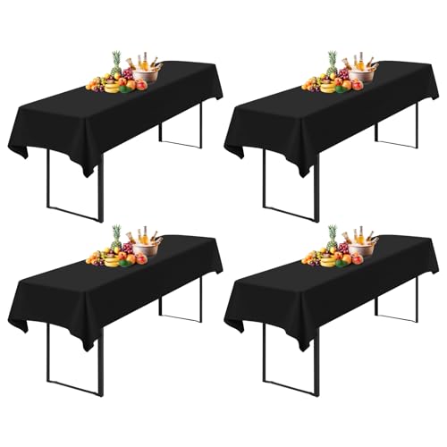 4 Stück Tischdecke Bierzeltgarnitur 100 x 250cm Biertisch Tischdecke wasserdichte Polyester Bierbank Tischdecken für 50 und 70cm Biertische, Rechteckige Tischdecken für Hochzeitsfeiern(Schwarz) von Lumaycens