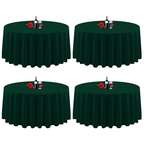 Lumaycens 4er-Pack grüne runde Tischdecke, 229 cm, Polyester-Gewebe, für Hochzeit, Party, Restaurant, Buffettisch von Lumaycens