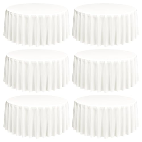 6 Packung Elfenbeinfarbene runde Tischdecken, 305 cm, runde Tischdecke, waschbar und wiederverwendbar, Flecken und knitterfrei, Polyesterstoff für Hochzeit Party Bankett Camping Restaurant Dekoration von Lumaycens