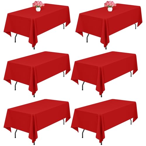 6 Packung Rot Polyester Tischdecken,153 x 260 cm rechteckige Tischdecke, waschbar und wiederverwendbar, Flecken- und knitterfest, für Hochzeit, Party, Bankett, Camping, Restaurant, Dekoration 6 Packung Rot Polyester Tischdecken,153 x 260 cm rechteckige Tischdecke, waschbar und wiederverwendbar, Flecken- und knitterfest, für Hochzeit, Party, Bankett, Camping, Restaurant, Dekoration von Lumaycens