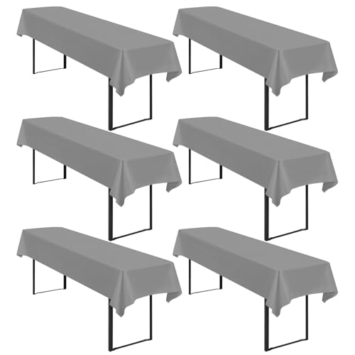 6 Stück Tischdecke Bierzeltgarnitur 100 x 250cm Wasserdichte Polyester Biertischdecke Grau für 50 und 70cm Biertische, Rechteckig für Hochzeitsfeiern von Lumaycens