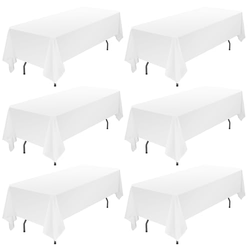 6er-Pack weiße Tischdecken für 6 Fuß große rechteckige Tische 153×320cm, wasserfeste Polyester-Tischdecke, rechteckige Tischdecke aus Stoff, waschbare weiße Tischdecken für Partys, Hochzeiten 6er-Pack weiße Tischdecken für 6 Fuß große rechteckige Tische 153×320cm, wasserfeste Polyester-Tischdecke, rechteckige Tischdecke aus Stoff, waschbare weiße Tischdecken für Partys, Hochzeiten von Lumaycens