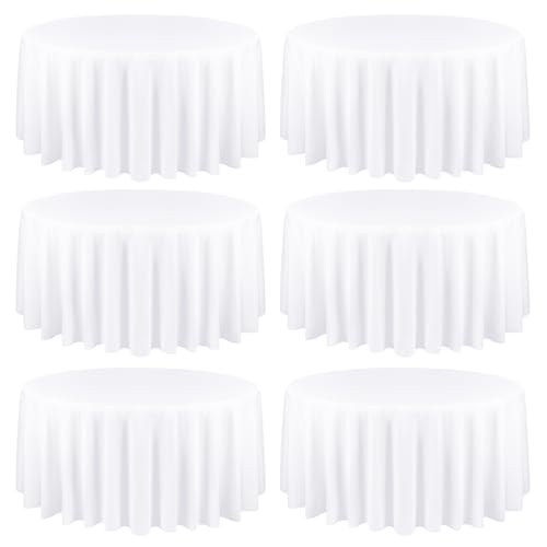 6er-Pack weiße runde Tischdecke 305 cm – wasserdichte Tischdecke aus Polyestergewebe, waschbare Tischdeckenabdeckung für Hochzeit, Empfang, Bankett, Party, Geschenk, Tisch, Buffet, Restaurant von Lumaycens