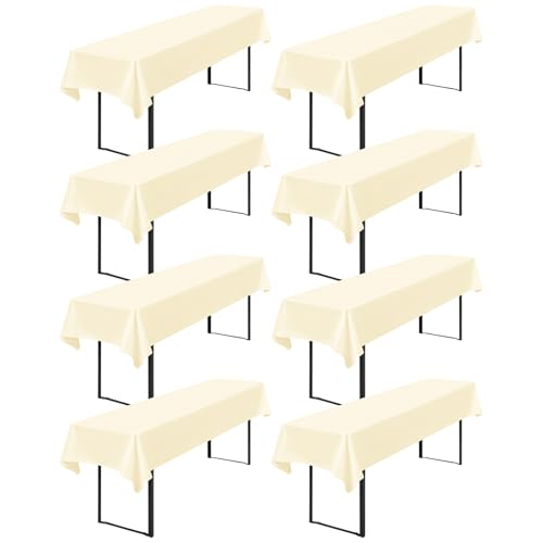 8 Stück Tischdecke Bierzeltgarnitur 100 x 250cm Biertisch Tischdecke wasserdichte Polyester Bierbank Tischdecken für 50 und 70cm Biertische, Rechteckige Tischdecken für Hochzeitsfeiern(Beige) von Lumaycens