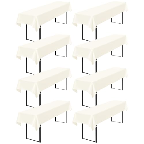 8 Stück Tischdecke Bierzeltgarnitur 100 x 250cm Biertisch Tischdecke wasserdichte Polyester Bierbank Tischdecken für 50 und 70cm Biertische, Rechteckige Tischdecken für Hochzeitsfeiern(Elfenbein) von Lumaycens