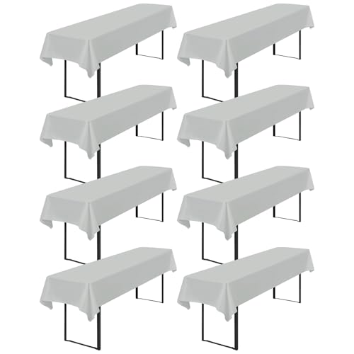 8 Stück Tischdecke Bierzeltgarnitur 100 x 250cm Biertisch Tischdecke wasserdichte Polyester Bierbank Tischdecken für 50 und 70cm Biertische, Rechteckige Tischdecken für Hochzeitsfeiern(Grau) von Lumaycens