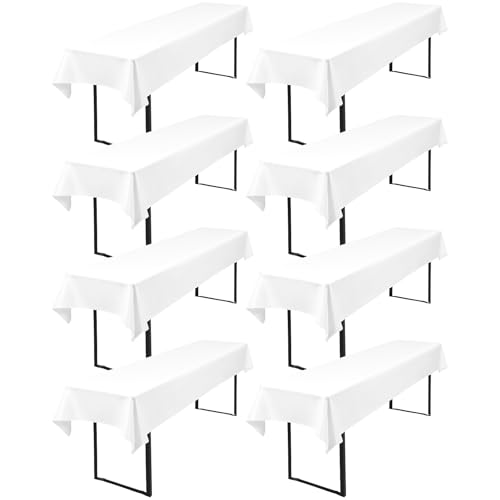 8 Stück Tischdecke Bierzeltgarnitur 100 x 250cm Biertisch Tischdecke wasserdichte Polyester Bierbank Tischdecken für 50 und 70cm Biertische, Rechteckige Tischdecken für Hochzeitsfeiern(Weiß) von Lumaycens