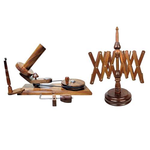 Lumberkart Handgefertigtes Garnwickler & Garn-Swift-Set – Tragbares All-in-One-Garn Swift und Wickler – Wickellösung für Stricker und Häkeln (Rosenholz) von Lumberkart