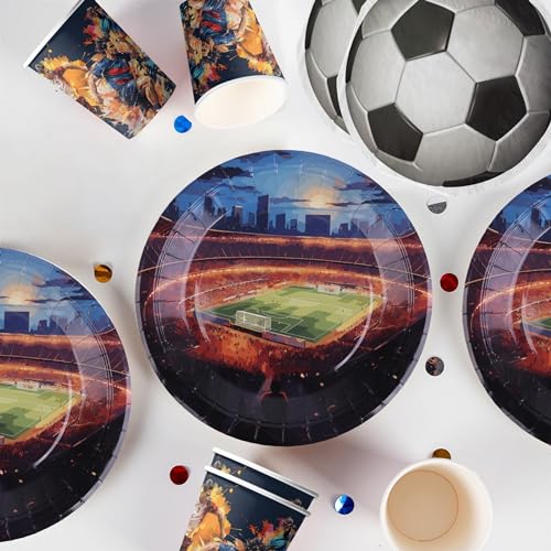 Lumeestar Fussball Party Set für Fussball Geburtstag – Geburtstagsdeko Set für 8 Gäste – Beinhaltet Pappteller, Becher und Fußball Servietten – die perfekte Fussball Geburtstag Deko Lumeestar Fussball Party Set für Fussball Geburtstag – Geburtstagsdeko Set für 8 Gäste – Beinhaltet Pappteller, Becher und Fußball Servietten – die perfekte Fussball Geburtstag Deko von LumeeStar