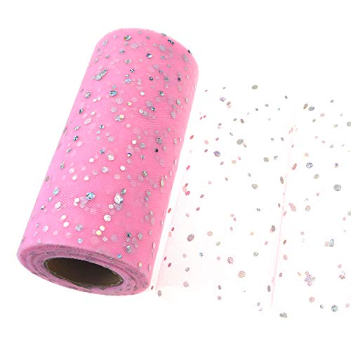 Tüll Roll Glitter Pailletten Spule Tutu Hochzeit Weihnachtsfeier Geburtstag Dekoration Geschenk Bastelbedarf (Rosa) von Lumeiy