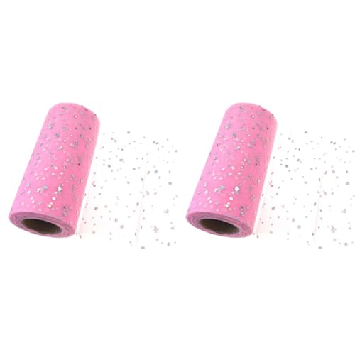 Tüll Roll Glitter Pailletten Spule Tutu Hochzeit Weihnachtsfeier Geburtstag Dekoration Geschenk Bastelbedarf (Rosa) (Packung mit 2) von Lumeiy