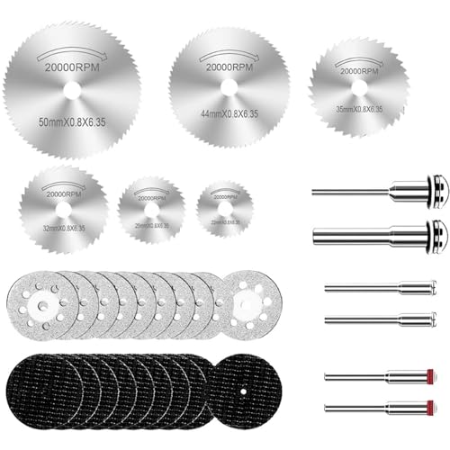Lumi Zenva Auto Set für Dremel Zubehoer, 32Pcs Sägeblatt, Mini Diamant Schneidscheiben, Kreissägeblatt Schneidräder mit 3mm Schaft für das Schneiden von Holz, Kunststoff, Stein, Metall Lumi Zenva Auto Set für Dremel Zubehoer, 32Pcs Sägeblatt, Mini Diamant Schneidscheiben, Kreissägeblatt Schneidräder mit 3mm Schaft für das Schneiden von Holz, Kunststoff, Stein, Metall von Lumi Zenva