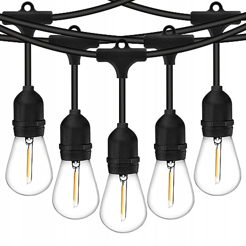 Lumiled Lichterkette Außen 20 Meter mit 40 E27 LED 1W Glühbirne ST45 Warmweiß 2700K 230V Birnen für Garten Biergarten Party Hochzeit Dekoration Terrasse Weihnachten verlängerbar mit Strom von Lumiled