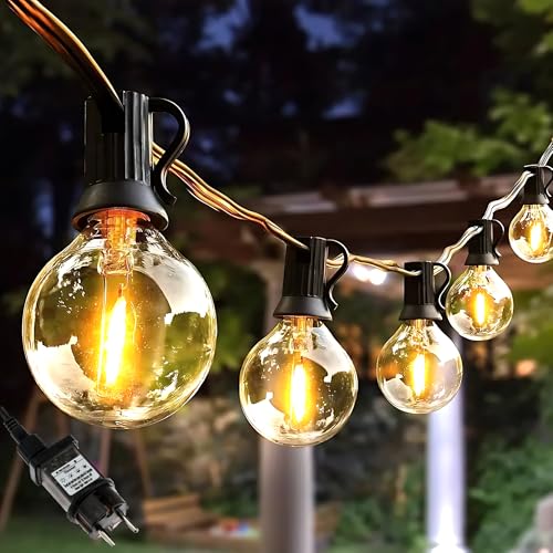 Lumiled Lichterkette für Außen 60 + 2 Ersatzbirnen x G45 LED 20 M lichterkette Garten Außenlichterkette leuchte IP44 Warmweiß 2700K Glühbirnen Patio, Balcon auf der Terrasse von Lumiled
