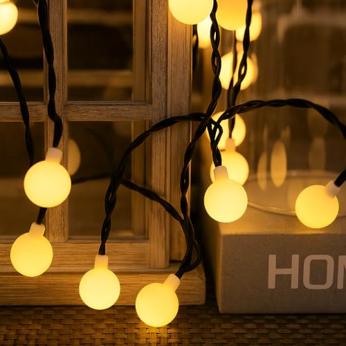 Lumiled Solar Lichterkette Außen milchig Globe 9m 50x LED Mattweiß Solarlichterkette Aussen Warmweiß 2700K Wasserdicht IP44 Solarlampe für Garten Terrasse Balkon Outdoor Weihnachten Ostern von Lumiled