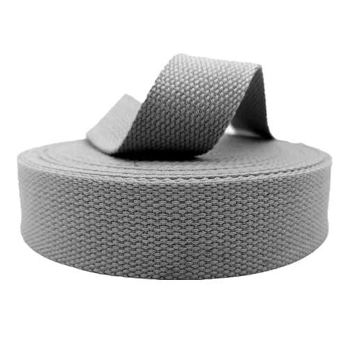 LuminaCreek 25 mm, 38 mm, 50 mm Baumwollgurtband for Taschengurte, Polstergurtband(Grey,38MM x 20Yard) von LuminaCreek