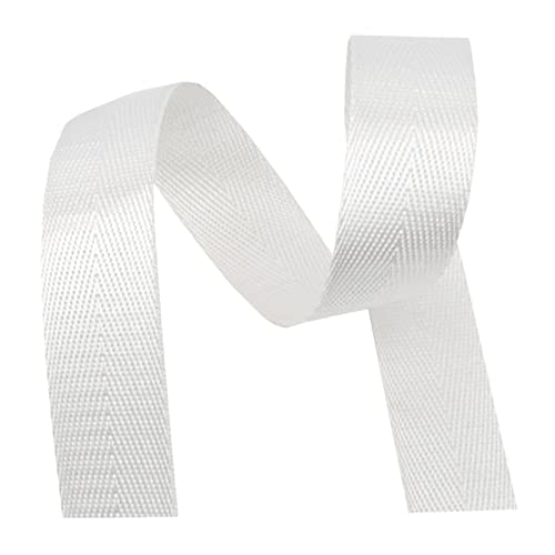 LuminaCreek 25 mm 38 mm, Fischgräten-Twill-Polstergurtbänder for Taschen(White,25MM x 5Yards) von LuminaCreek