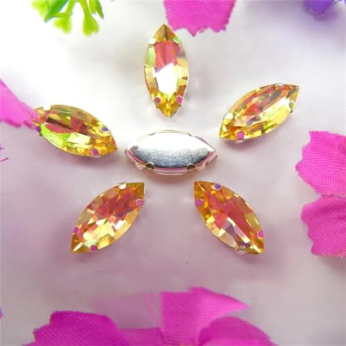 LuminaCreek Aufnäher aus Strass-Glaskristallen, Glaskristall-Klauen, Pferdeauge, Navette-Marquise-Form, Aufnäher aus Strass-Perlen, Applikationen(3x6mm 50pcs A8 Jonquil) von LuminaCreek
