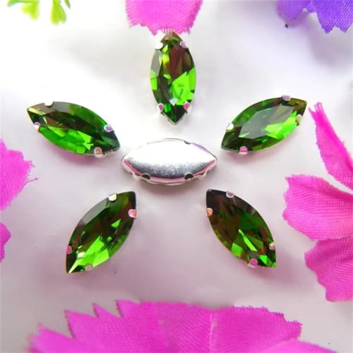 LuminaCreek Aufnäher aus Strass-Glaskristallen, Glaskristall-Klauen, Pferdeauge, Navette-Marquise-Form, Aufnäher aus Strass-Perlen, Applikationen(6x12mm 50pcs A15 Olivine) von LuminaCreek