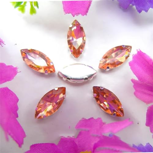 LuminaCreek Aufnäher aus Strass-Glaskristallen, Glaskristall-Klauen, Pferdeauge, Navette-Marquise-Form, Aufnäher aus Strass-Perlen, Applikationen(6x12mm 50pcs A21 Lt peach) von LuminaCreek