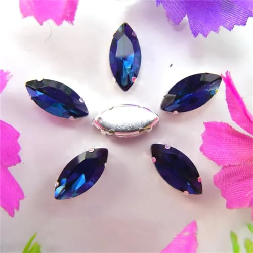 LuminaCreek Aufnäher aus Strass-Glaskristallen, Glaskristall-Klauen, Pferdeauge, Navette-Marquise-Form, Aufnäher aus Strass-Perlen, Applikationen(6x12mm 50pcs A9 Montana) von LuminaCreek