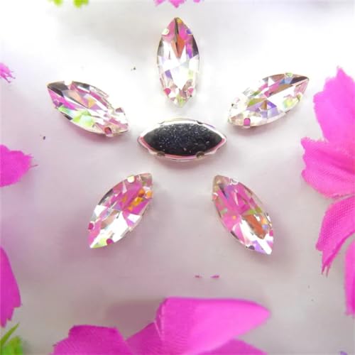 LuminaCreek Aufnäher aus Strass-Glaskristallen, Glaskristall-Klauen, Pferdeauge, Navette-Marquise-Form, Aufnäher aus Strass-Perlen, Applikationen(9x18mm 20pcs A1 Clear) von LuminaCreek