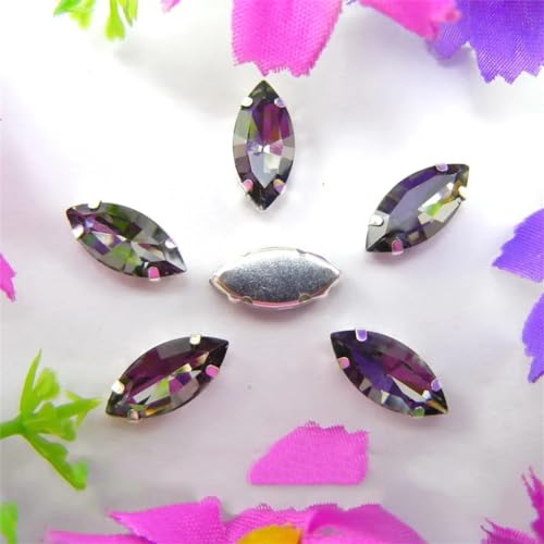 LuminaCreek Aufnäher aus Strass-Glaskristallen, Glaskristall-Klauen, Pferdeauge, Navette-Marquise-Form, Aufnäher aus Strass-Perlen, Applikationen(9x18mm 20pcs A7 black diamond) von LuminaCreek