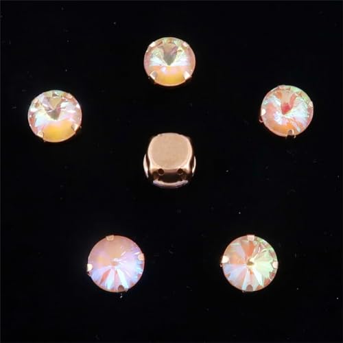 LuminaCreek Aufnäher aus Strass-Glaskristallen, Rivoli, runde Form, Gold, Jelly Candy, AB-Farbe, aufnäherbare Strassperlen(8mm 50pcs A34 Topaz AB) von LuminaCreek