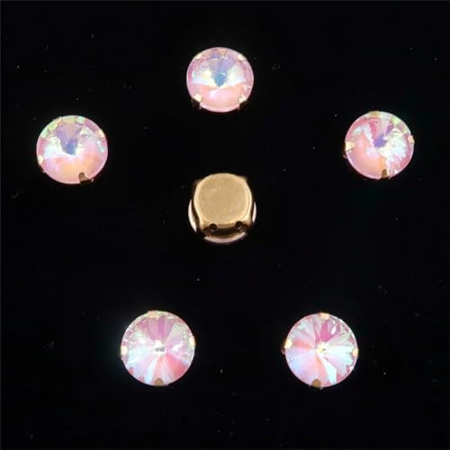 LuminaCreek Aufnäher aus Strass-Glaskristallen, Rivoli, runde Form, Gold, Jelly Candy, AB-Farbe, aufnäherbare Strassperlen(8mm 50pcs A42 Lt peach AB) von LuminaCreek