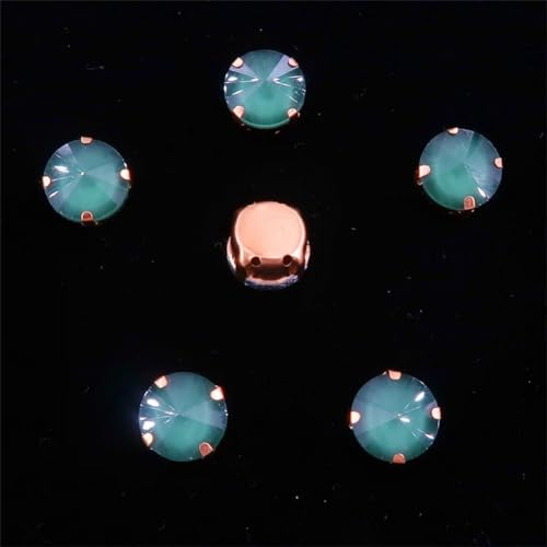 LuminaCreek Aufnäher aus Strass-Glaskristallen, Rivoli, runde Form, Gold, Jelly Candy, AB-Farbe, aufnäherbare Strassperlen(8mm 50pcs A9 Olivine) von LuminaCreek