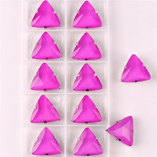 LuminaCreek Strass-Glaskristalle for Aufnähen, 18 mm, dreieckige Glaskristalle, Silberklaue, Jelly Candy, Mokka, AB-Farbe, Strass for Aufnähen(18mm 10pcs A21 Fuchsia) von LuminaCreek