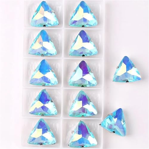 LuminaCreek Strass-Glaskristalle for Aufnähen, 18 mm, dreieckige Glaskristalle, Silberklaue, Jelly Candy, Mokka, AB-Farbe, Strass for Aufnähen(18mm 10pcs A26 Aquamarine AB) von LuminaCreek