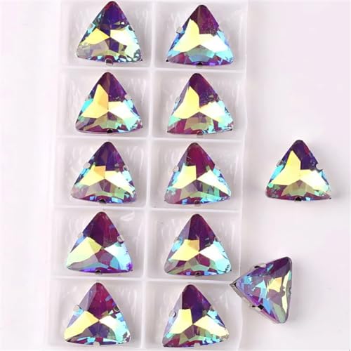 LuminaCreek Strass-Glaskristalle for Aufnähen, 18 mm, dreieckige Glaskristalle, Silberklaue, Jelly Candy, Mokka, AB-Farbe, Strass for Aufnähen(18mm 10pcs A35 Lt amethyst AB) von LuminaCreek