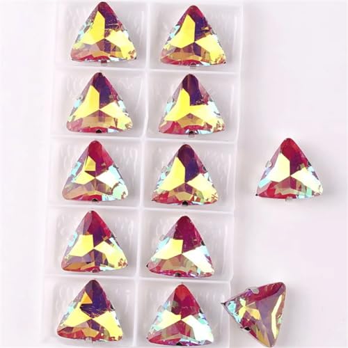 LuminaCreek Strass-Glaskristalle for Aufnähen, 18 mm, dreieckige Glaskristalle, Silberklaue, Jelly Candy, Mokka, AB-Farbe, Strass for Aufnähen(18mm 10pcs A43 Incarnadine AB) von LuminaCreek