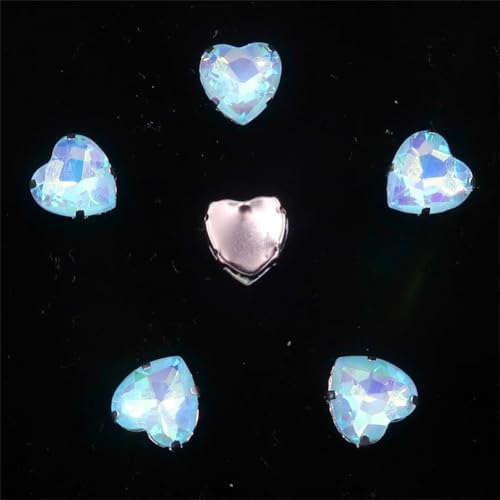 LuminaCreek Strass-Glaskristalle for Aufnähen, 20 Stück, Herzform, silberfarben, Mix, Strass-Kristalle for Aufnähen, Applikation(10mm 20pcs A19 Aquamarine AB) von LuminaCreek