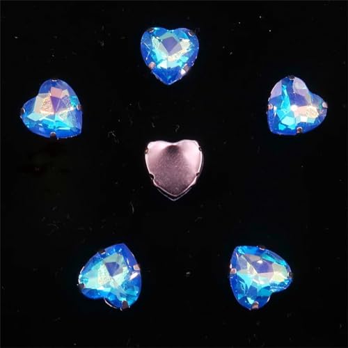 LuminaCreek Strass-Glaskristalle for Aufnähen, 20 Stück, Herzform, silberfarben, Mix, Strass-Kristalle for Aufnähen, Applikation(10mm 20pcs A21 Sapphire AB) von LuminaCreek