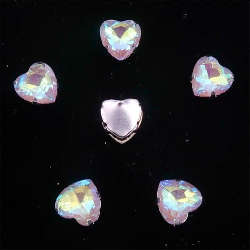 LuminaCreek Strass-Glaskristalle for Aufnähen, 20 Stück, Herzform, silberfarben, Mix, Strass-Kristalle for Aufnähen, Applikation(10mm 20pcs A26 Lt topaz AB) von LuminaCreek