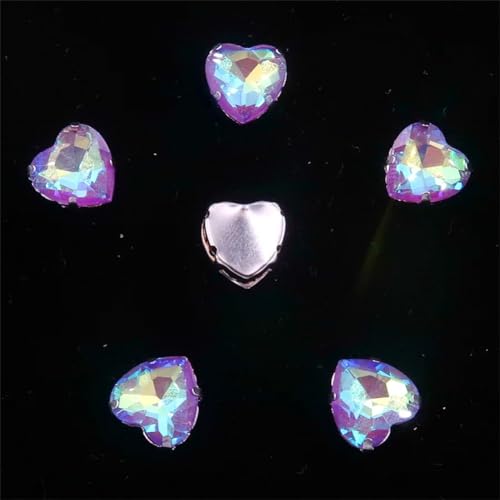 LuminaCreek Strass-Glaskristalle for Aufnähen, 20 Stück, Herzform, silberfarben, Mix, Strass-Kristalle for Aufnähen, Applikation(10mm 20pcs A28 Lt amethyst AB) von LuminaCreek
