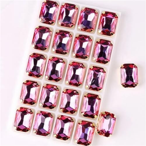 LuminaCreek Strass-Glaskristalle for Aufnähen, 20 Stück/Packung, rechteckige Form, Strass for Aufnähen, 13 x 18 mm, goldene Krallen-Kristall-Applikation(13x18mm 20pcs A15 Lt peach RB) von LuminaCreek