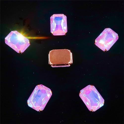 LuminaCreek Strass-Glaskristalle for Aufnähen, 20 Stück/Packung, rechteckige Form, Strass for Aufnähen, 13 x 18 mm, goldene Krallen-Kristall-Applikation(13x18mm 20pcs A30 Violet AB) von LuminaCreek